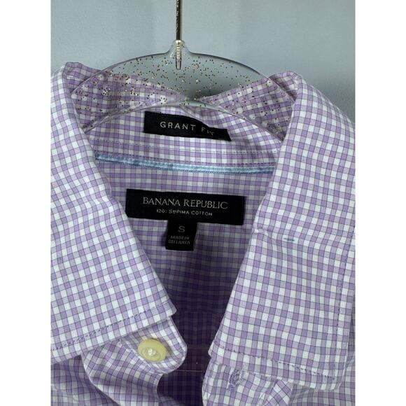 Banana Republic Men's S 120S Supima Cotton Purple Button Front Short - Picture 3 of 6